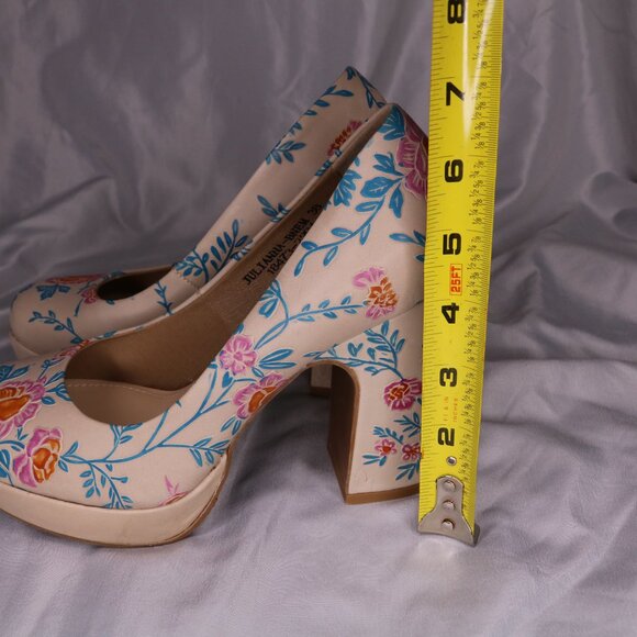 L'Artiste by Spring Step Julianna Off-White Floral Block Heel Size 8 - Picture 8 of 8
